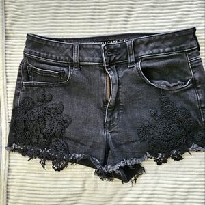 American Eagle Outfitters Black Lace Trim Women's Shorts Size 8